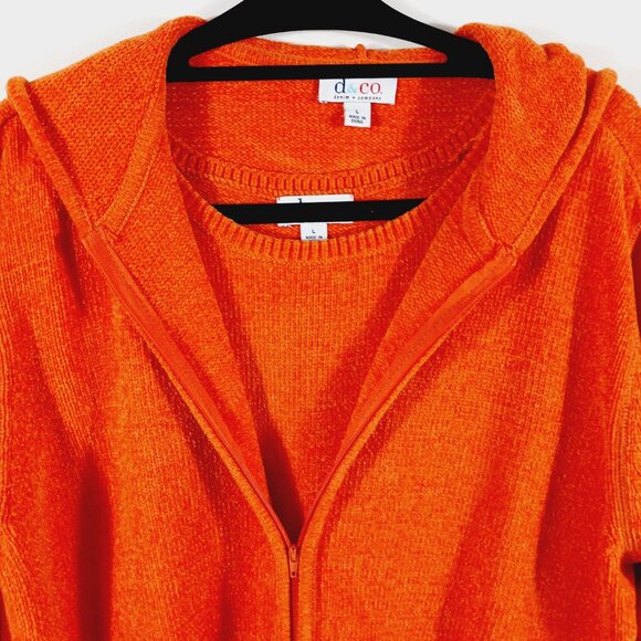 Denim & Company Orange Hooded Sweater Jacket & Tank, Size Large, Fall, Halloween - Picture 8 of 16